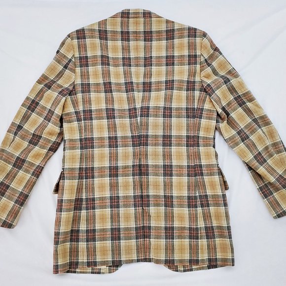 CLIPPER CRAFT Vintage 1970s Blazer 2 Button Sport Jacket Checkered Size Medium - Picture 7 of 9